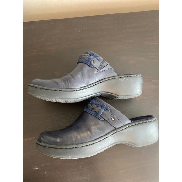 CLARKS navy blue leather mules size 7 - Picture 5 of 6